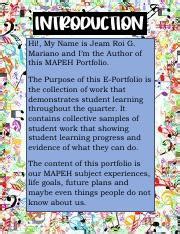introuction portfolio in Mapeh example .